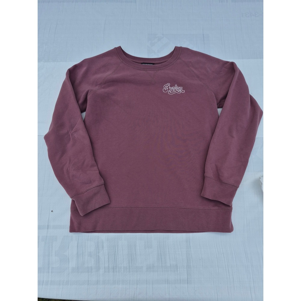 Burton Womens Raglan Graphic Sweatshirt Mauve Plum Crewneck Pullover Size M